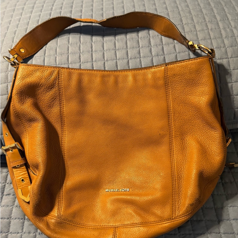 Michael Kors Dark Tan Leather Hobo Bag